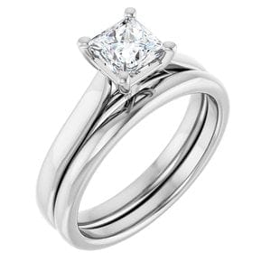 Rings 14K White 5 mm Square Engagement Ring Mounting