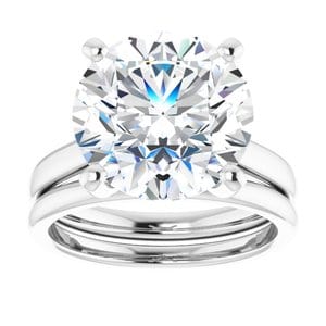 Rings 14K White 12 mm Round Engagement Ring Mounting