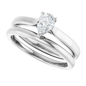 Rings 10K White 6x4 mm Pear Engagement Ring Mounting