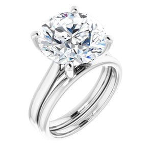 Rings 14K White 12 mm Round Engagement Ring Mounting