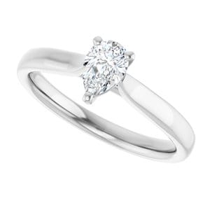 Rings 10K White 6x4 mm Pear Engagement Ring Mounting