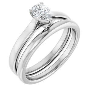 Rings 10K White 6x4 mm Pear Engagement Ring Mounting