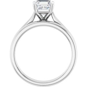 Rings 14K White 6 mm Asscher Engagement Ring Mounting