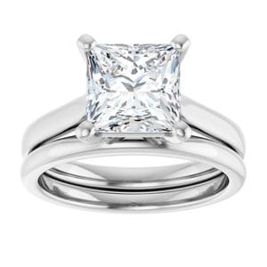 Rings 14K White 7.5 mm Square Engagement Ring Mounting
