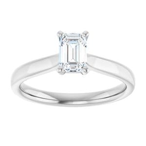 Rings 14K White 6x4 mm Emerald Engagement Ring Mounting