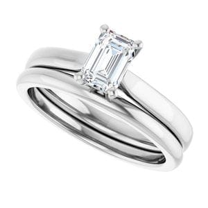 Rings 14K White 6x4 mm Emerald Engagement Ring Mounting