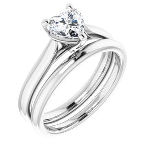 Rings 14K X1 White 6x6 mm Heart Engagement Ring Mounting