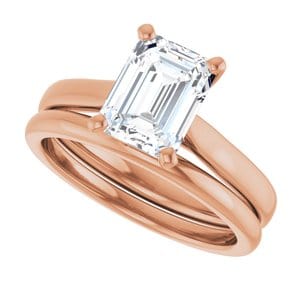 Rings 14K Rose 8x6 mm Emerald Engagement Ring Mounting