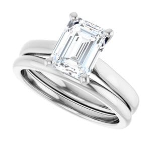Rings Platinum 8x6 mm Emerald Engagement Ring Mounting
