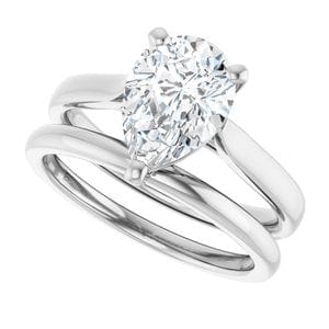 Rings 14K White 10x7 mm Pear Engagement Ring Mounting