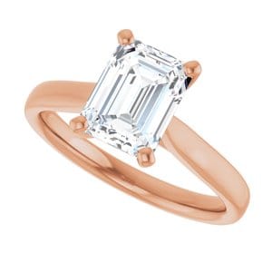 Rings 14K Rose 8x6 mm Emerald Engagement Ring Mounting