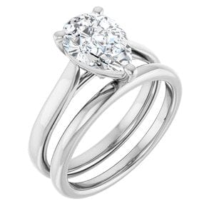 Rings 14K White 10x7 mm Pear Engagement Ring Mounting