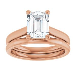 Rings 14K Rose 8x6 mm Emerald Engagement Ring Mounting