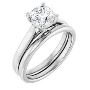 Rings 14K White 6 mm Cushion Engagement Ring Mounting