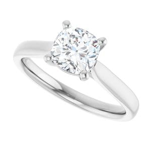Rings 14K White 6 mm Cushion Engagement Ring Mounting