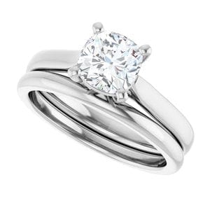 Rings 14K White 6 mm Cushion Engagement Ring Mounting