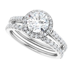 Rings 14K White 6.5 mm Round 1/4 CTW Natural Diamond Semi-Set Engagement Ring
