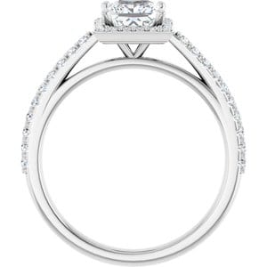 Rings 14K White 5x5 mm Square 1/3 CTW Natural Diamond Semi-Set Engagement Ring