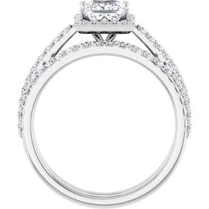 Rings 14K White 5x5 mm Square 1/3 CTW Natural Diamond Semi-Set Engagement Ring