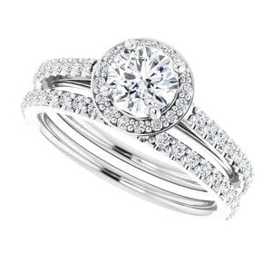 Rings 14K White 5.5 mm Round 1/3 CTW Natural Diamond Semi-Set Engagement Ring