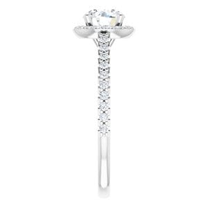Rings 14K White 6 mm Round 1/3 CTW Natural Diamond Semi-Set Engagement Ring