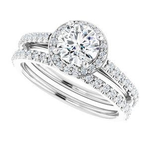 Rings 14K White 6 mm Round 1/3 CTW Natural Diamond Semi-Set Engagement Ring