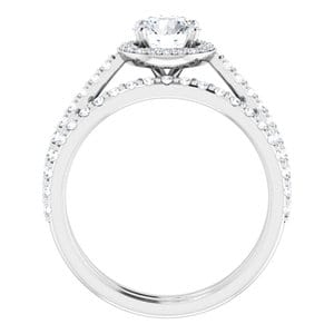Rings 14K White 6 mm Round 1/3 CTW Natural Diamond Semi-Set Engagement Ring