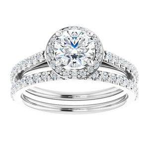 Rings 14K White 6 mm Round 1/3 CTW Natural Diamond Semi-Set Engagement Ring