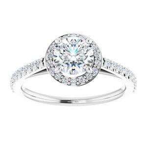 Rings 14K White 6 mm Round 1/3 CTW Natural Diamond Semi-Set Engagement Ring