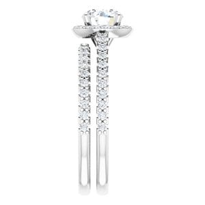 Rings 14K White 6 mm Round 1/3 CTW Natural Diamond Semi-Set Engagement Ring