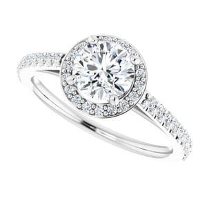 Rings 14K White 6 mm Round 1/3 CTW Natural Diamond Semi-Set Engagement Ring