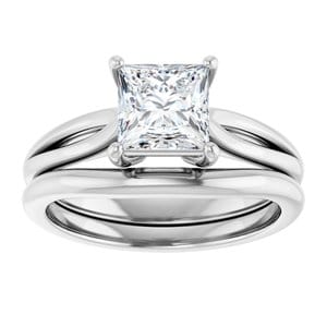 Rings 14K White 6 mm Square Engagement Ring Mounting