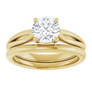 Rings 14K Yellow 6.5 mm Round Engagement Ring Mounting