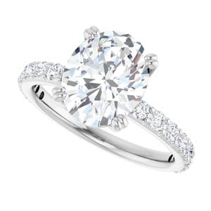 Rings 14K White 10x8 mm Oval Engagement Ring Mounting