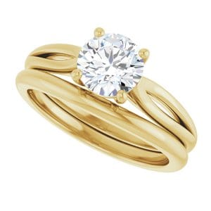 Rings 14K Yellow 6.5 mm Round Engagement Ring Mounting