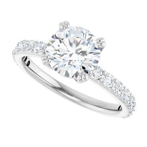 Rings 14K White 7.4 mm Round Engagement Ring Mounting