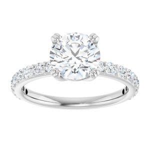 Rings 14K White 7.4 mm Round Engagement Ring Mounting