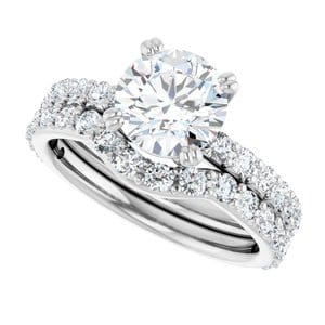 Rings 14K White 7.4 mm Round Engagement Ring Mounting