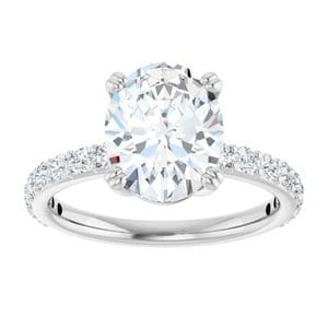 Rings 14K White 10x8 mm Oval Engagement Ring Mounting