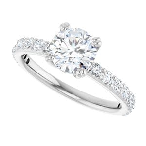 Rings 14K White 6.5 mm Round Engagement Ring Mounting