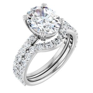 Rings 14K White 10x8 mm Oval Engagement Ring Mounting