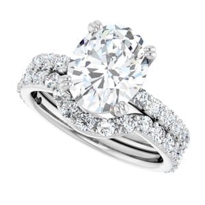 Rings 14K White 10x8 mm Oval Engagement Ring Mounting