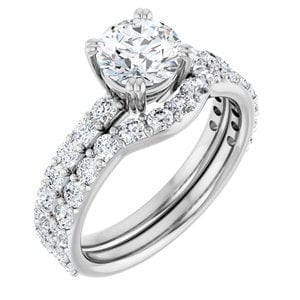 Rings 14K White 6.5 mm Round Engagement Ring Mounting