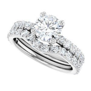 Rings 14K White 6.5 mm Round Engagement Ring Mounting