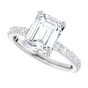 Rings 14K White 9x7 mm Emerald Engagement Ring Mounting
