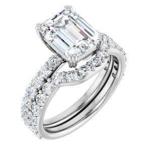 Rings 14K White 9x7 mm Emerald Engagement Ring Mounting