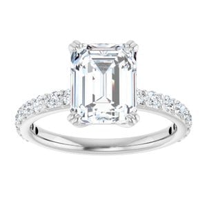 Rings 14K White 9x7 mm Emerald Engagement Ring Mounting