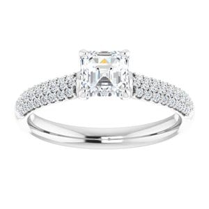 Rings 14K White 5 mm Asscher Engagement Ring Mounting