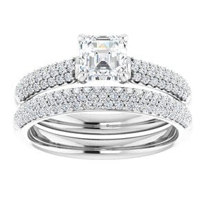 Rings 14K White 5 mm Asscher Engagement Ring Mounting