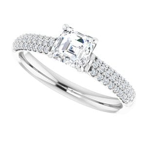 Rings 14K White 5 mm Asscher Engagement Ring Mounting